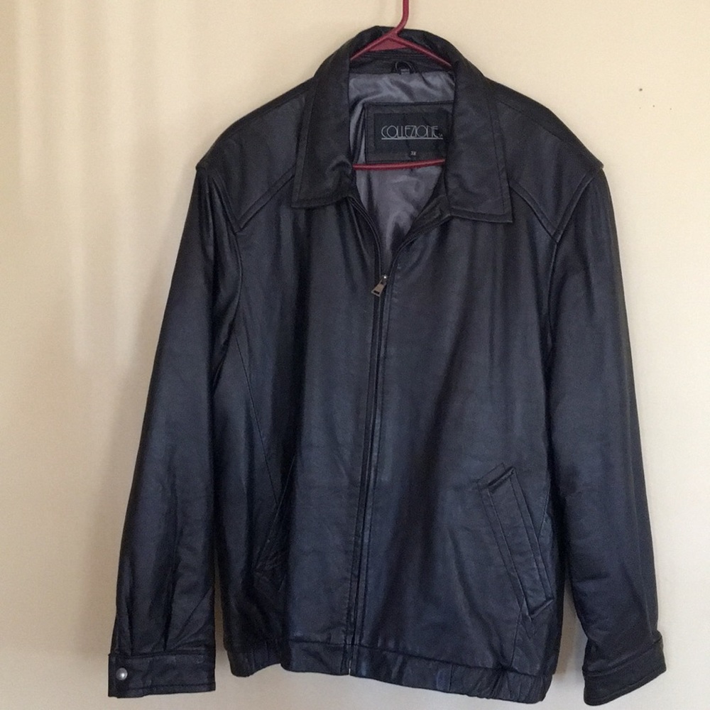Men’s black leather Collezione 3X jacket